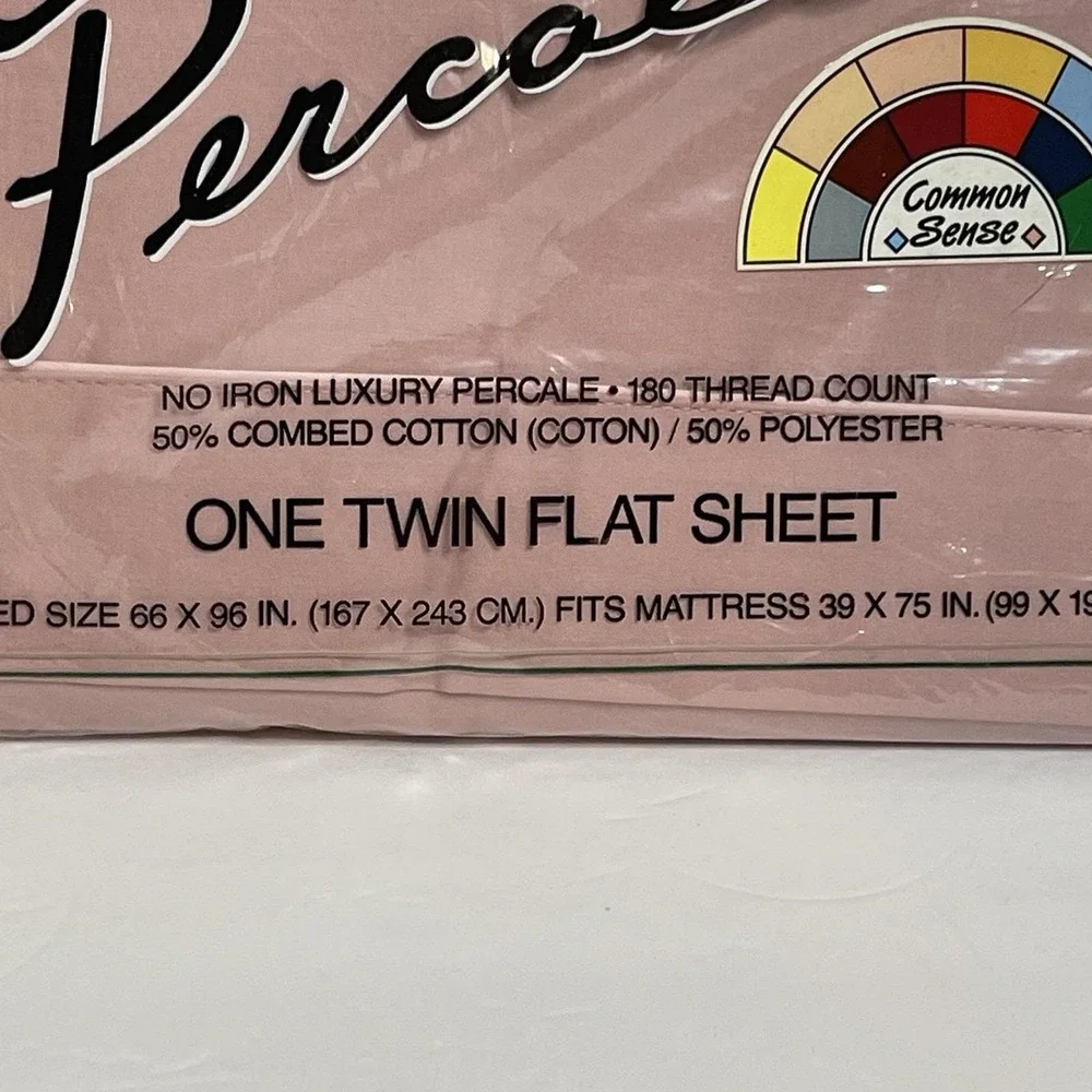 Vintage Cannon Monticello Percale Twin Flat Sheet No-Iron 180 Thread Count Mauve